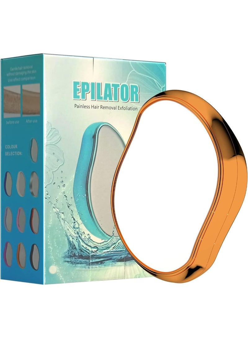 مزيل الشعر الكريستالي السحري، مزيل شعر ناعم كالحرير بدون ألم، أداة إزالة الشعر للرجال والنساء على الذراعين والساقين والظهر والصدر، مزيل شعر لطيف وسريع وسهل (ذهبي) - Image 1